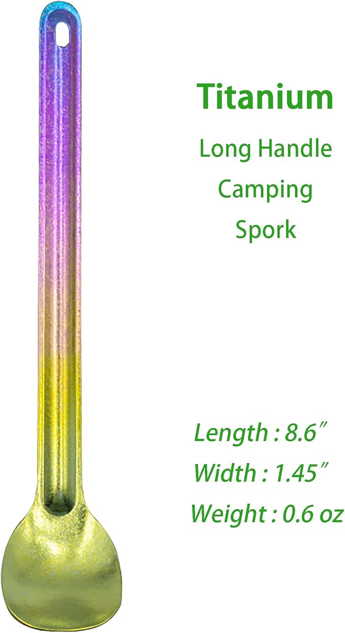 Titanium Long Handel Spork and Spoon, Camping Spork and Spoon, Soup Spoon, Eco-Friendly Coffee Spoon, Portable Travel Camping Utensils