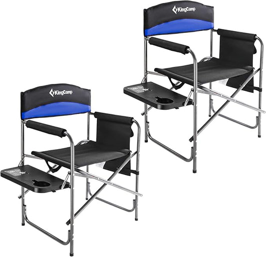 KingCamp 2-Pack Directors Camping Chair with Padded Folding Portable Seats, Blue
