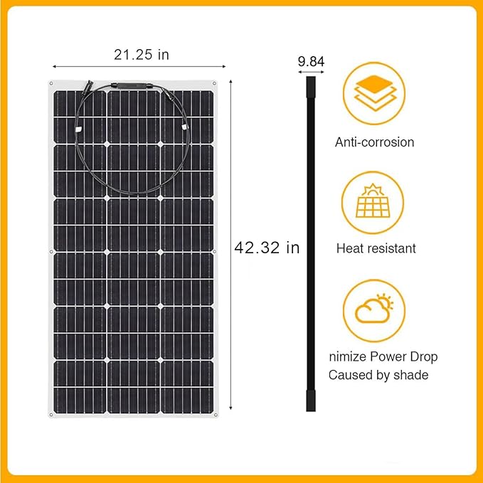 XINPUGUANG Solar Panel 12V 200W System Kit 100W Flexible Solar Panel Monocrystalline Battery Charger with Extension Cable 20A Charge Controller Power for RV Boat Cabin Car Trailer(200W-1)
