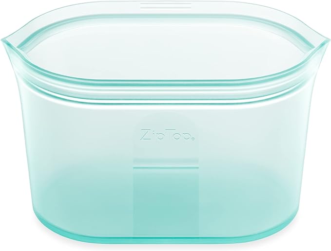Zip Top Reusable Food Storage Bags | Large Dish [Teal] | Silicone Meal Prep Container | Microwave, Dishwasher and Freezer Safe | Made in the USA