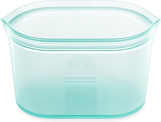 Zip Top Reusable Food Storage Bags | Large Dish [Teal] | Silicone Meal Prep Container | Microwave, Dishwasher and Freezer Safe | Made in the USA