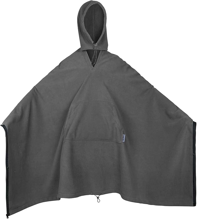 Outdoor Camping Blanket, Poncho Wearable Pocket Blankets, 74.5 in * 63 in, Warm, Comfy, Durable & Portable, Machine Washable, for Stadium, Concerts, Car Travel, Sports, Hiking, Sofa. (Grey)