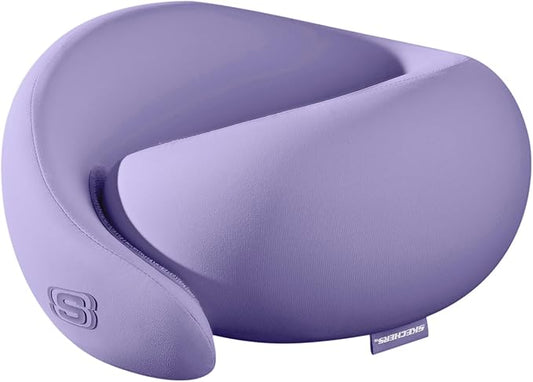 Skechers Memory Foam Travel Pillow,Comfortable & Breathable Airplane Travel Essential, Neck Pillow for Travel, Car Rides, Home, and Office Use, Ergonomic Design for Men and Women,Purple