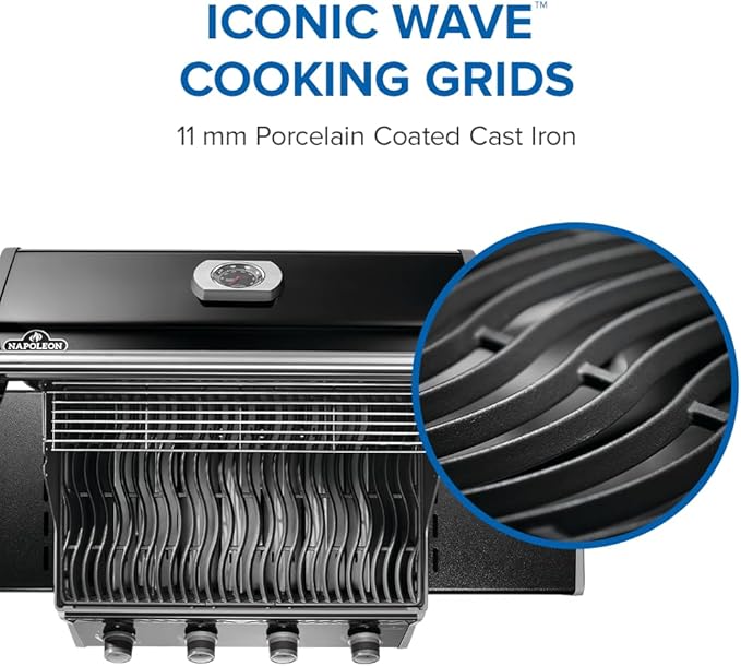 Napoleon Rogue 525 Propane Gas Grill, Black, Durable 4-Burner BBQ