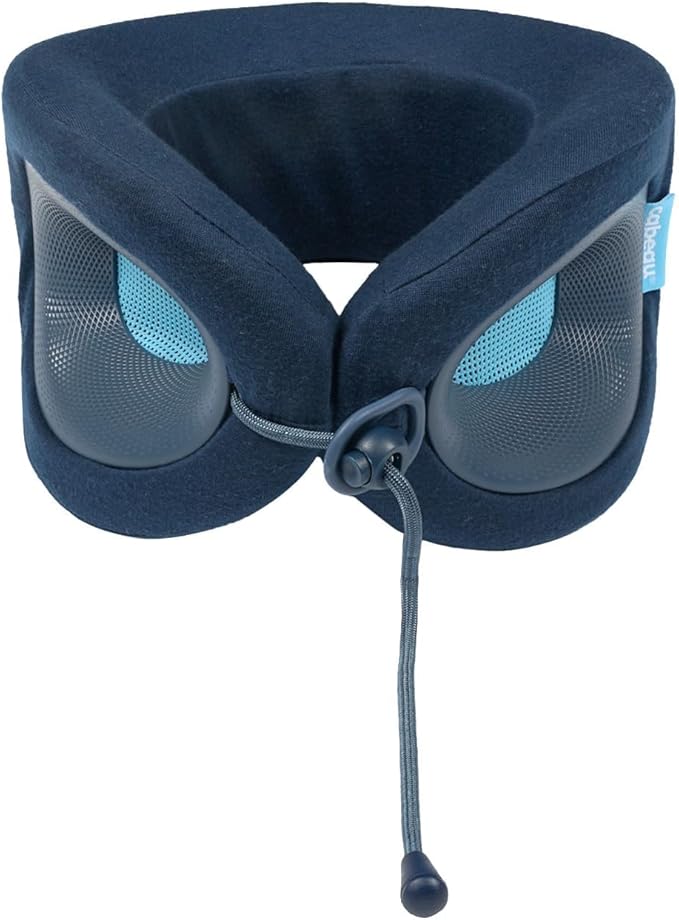 Cabeau Travel Pillow for Long Flights – Evolution X - Memory Foam Neck Support - Comfort On-The-Go for Airplane, Train, and Car (Sapphire)