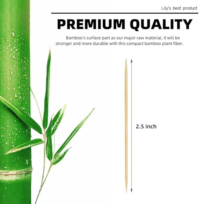 HOPELF 2400 Count Bamboo Toothpicks Skewers For Appetizer,Olive,Barbecue,Fruit,Cocktail,Teeth Cleaning,Double-Points Wooden Toothpick.