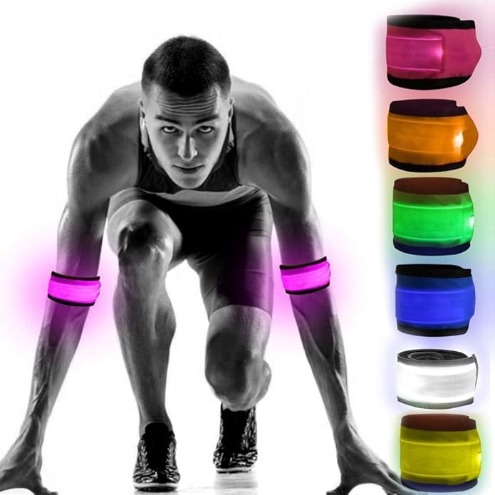 LOBKIN Safety Bracelets, LED Slap Armband Kids Walking at Night Safe LED Light Wrist Light Reflective Belt, Magic Band Running Lights for Runners