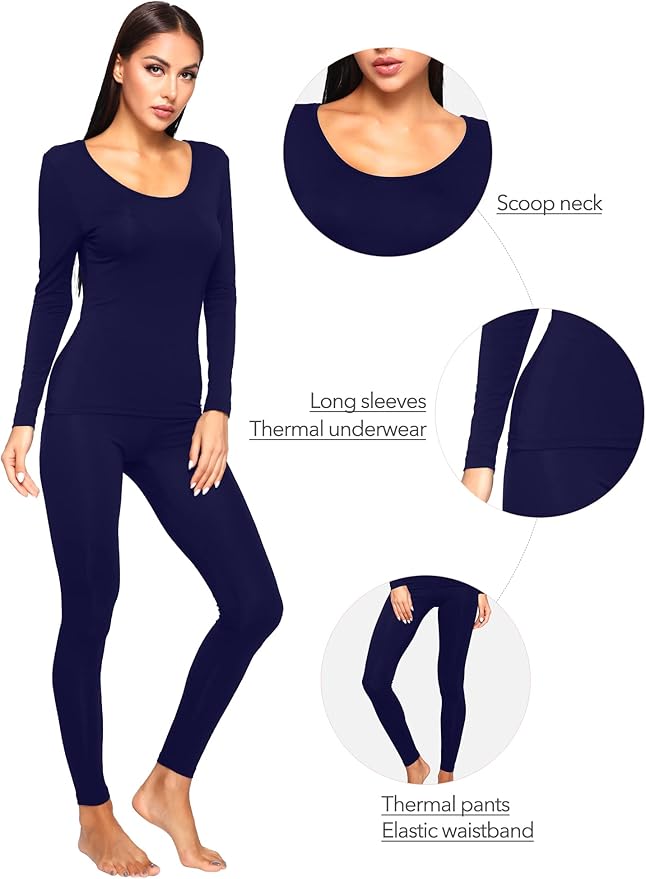 WiWi Soft Viscose from Bamboo Underwear for Women Thermal Long Johns Sets Super Warm Base Layer Top Pants Pajamas Set S-3X