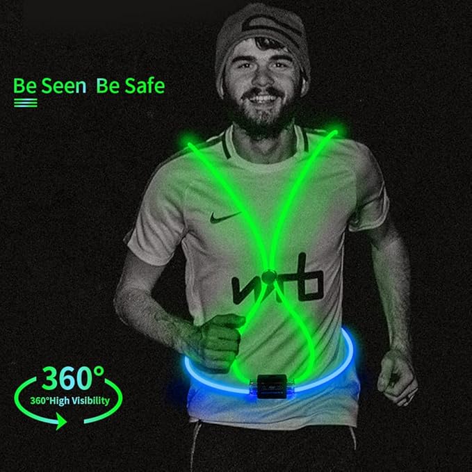 LED Reflective Vest Rechargeable Running Light for Runners High Visibility Safety Vest for Running,Cycling or Walking