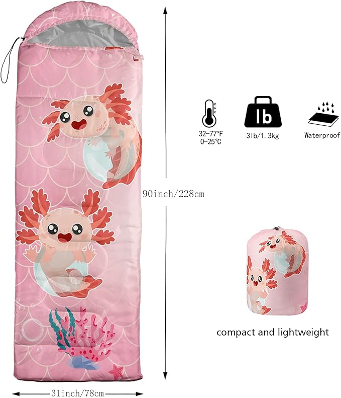 QOOMO Camping Sleeping Bags,3 Season Warm & Cool Weather,Lightweight,Waterproof Sleeping Bags for Adults & Kids,Traveling,and Outdoors,Camping Gear Equipment