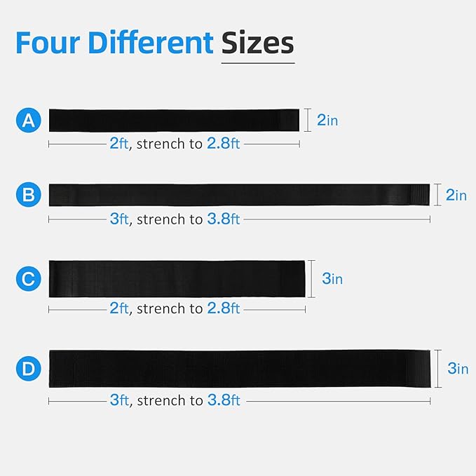 Comfytemp Ice Pack Strap, Stretchable, Reusable, 4pcs, Ice Belt Extender Straps, Stretch Straps, Elastic Hook and Loop Extension Straps Add Length to Most Ice Packs, Multiple Uses