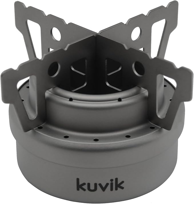 Kuvik Titanium Alcohol Stove - Ultralight and Compact Stove for Backpacking, Camping, and Survival