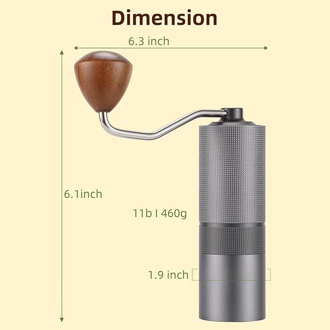Popsweet C38 Manual Coffee Grinder With Detachable Stainless Steel Tapered Outer Burrs, Grinding 400 pounds Coffee Beans, 36 Manual Adjustable Espresso Grinder, Perfect For Homes, Offices, And Camping