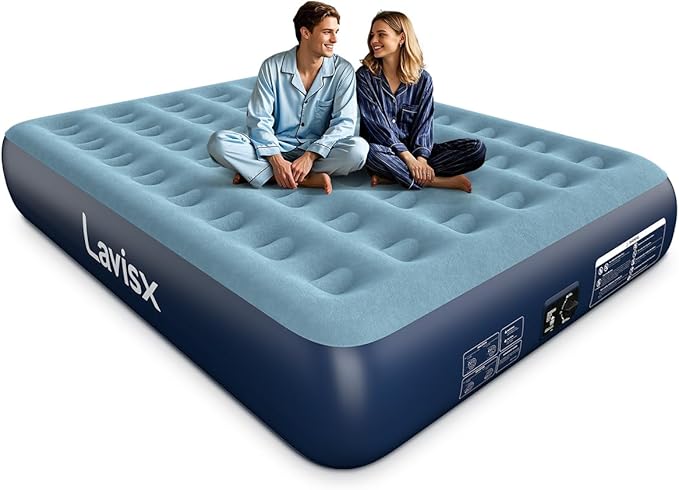 Queen Air Mattress with Built in Pump 13" Blow Up Mattress Raised Air Bed, 3 Mins Quick Self Inflatable with Storage Bag for Guest and Home
