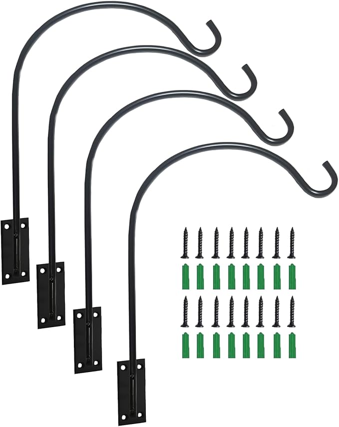 Deck Bird Feeder Hanger Hook Wall Mounted 4 Pack for Railing,Hanging Bird Feeders, Plants, Flower Baskets,Windchimes, Lanterns,Holiday Decoration