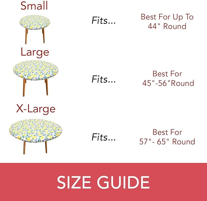 LAMINET Elastic Fitted Table Cover - Contemporary Lemon - Small Round - Fits Tables up to 44 Diameter