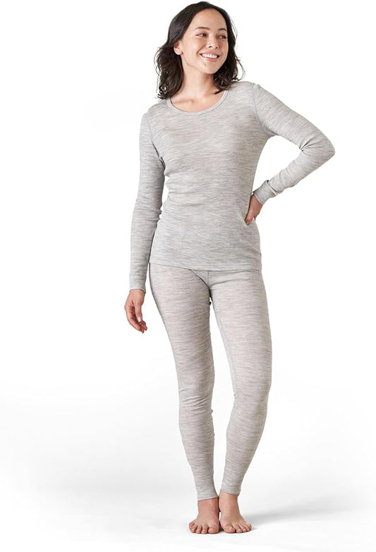 LAPASA Womens 100% Merino Wool Base Layer Set Lightweight & Midweight Thermal Underwear Long John Top & Bottom Warm L58/L91