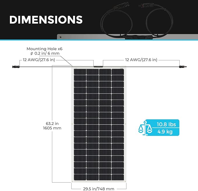 Renogy Flexible Solar Panel 200W, 240° Ultra Flexible 200 Watt Solar Panel 12 Volt for Marine RV Cabin Van Car Uneven Surfaces Off-Grid Essentials