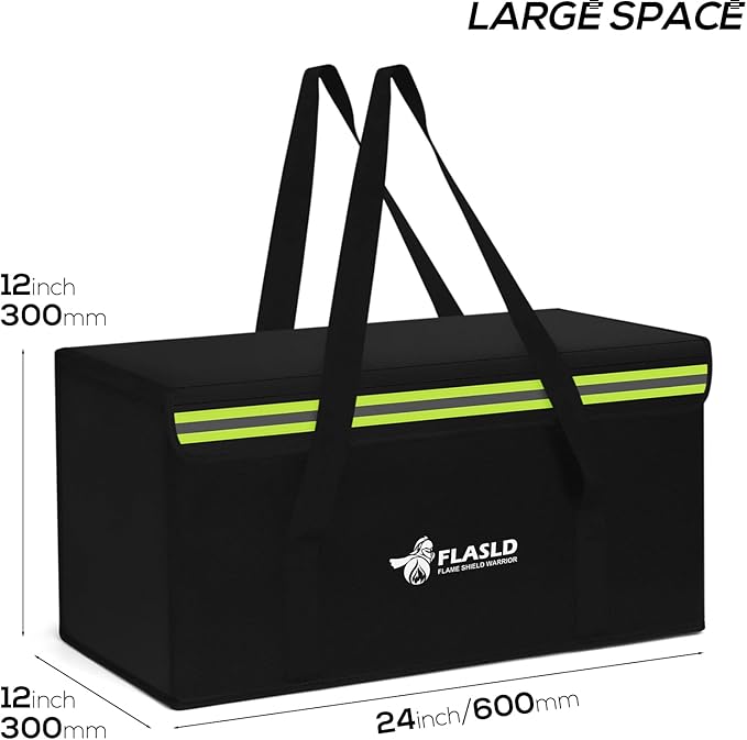 FLASLD Large Fireproof Document Bags, 24x12x12” Waterproof Storage Firesafe Bag, Fireproof Folder Safe Box for Cash, Valuables & Passport, Silicone Coating & Zipper Closure