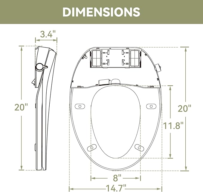 HOROW T0338W One Piece Toilet with Non-Electric Bidet Toilet Seat, Elongated ADA Chair Height Toilets with Adjustable Nozzles Seat, Powerful Dual Flush & Soft Closing Seat Include, MAP 1000g, White
