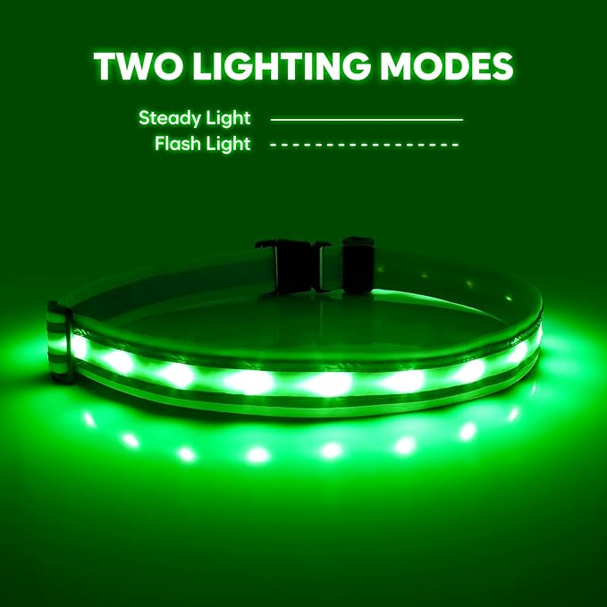 Illumifun LED Running Belt - USB Rechargeable Light Up Sash, High-Visibility Elastic Waistband Light for Running Cycling Hiking Camping Nighttime Activities