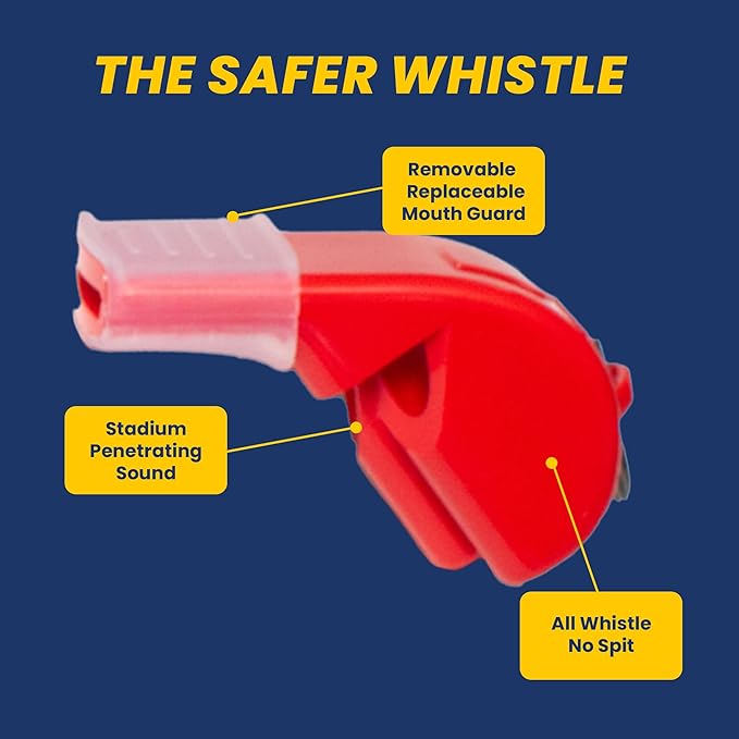 The Protector Whistle P51 - Coach Whistle - Official Whistle for Sports, Removable Cushioned Mouth Grip, Loud Safety Whistle for Adults with Breakaway Lanyard - Emergency Whistle Teacher Lifeguard