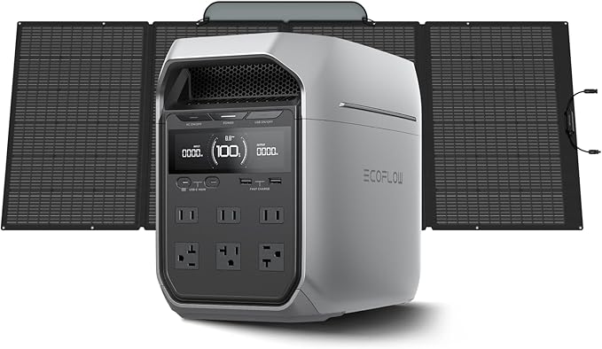 EF ECOFLOW Solar Generator DELTA 3 Plus with 400W Solar Panel (2024 New), 1000W Solar Input, LFP(LiFePO4) Battery, Portable Power Station for Home Backup Power, Camping & RVs