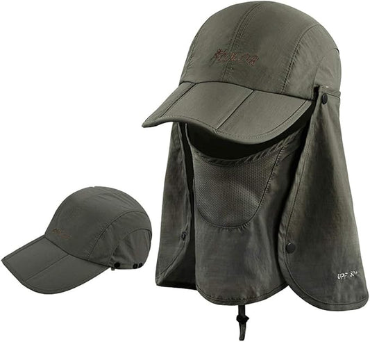 icolor Sun Hats for Men Women with Neck Flap,Foldable Sun Cap Fishing Sun Hats,UPF50+ Sun Protection Ponytail Hats