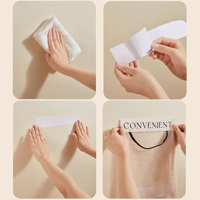 Mesh Storage Bags 12Pcs, Polyester Hanging Storage Mesh Bag for Bathroom, Kitchen, Hotel and University Dorm, Space-Saving Bedside Storage Bag, Socks Organizer Bags, Small Car Net Pocket