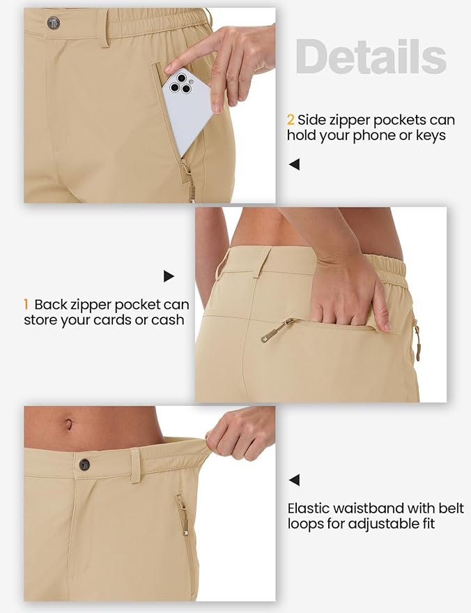 TBMPOY Women's Lightweight Hiking Pants Water Resistant Quick Dry Travel Work Outdoor Fishing Pants Zipper Pockets