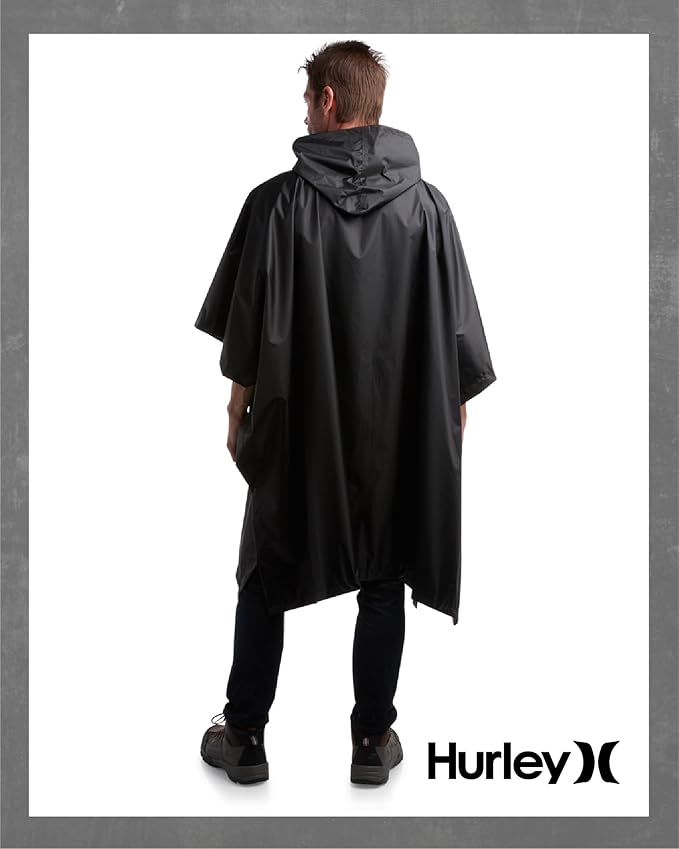 Hurley Ponchos Adult - Waterproof Rain Ponchos for Adults, Lightweight Packable Rain Poncho for Hiking, Camping & Emergency