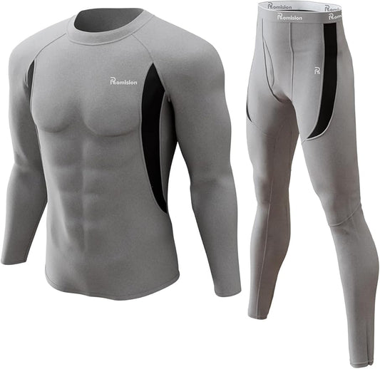 romision Thermal Underwear for Men Long Johns Fleece Lined Hunting Gear Bottom Top Set Base Layer for Cold Weather Gift
