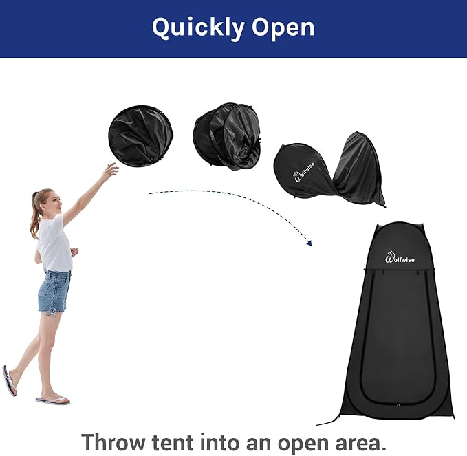 Wolfwise Pop Up Changing Tent for Beach, Camping Portable Shower Tents, Outdoor Privacy Bathroom, Change Dressing Clothes Porta Potty Tent Pop Up Instant for Camp, Toilet, Black