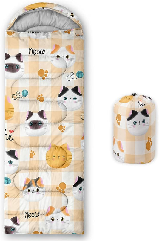 AILONEN Pink Lovely Rabbit Sleeping Bag for Girls Kids Adults,Warm and Cool Weather,Lightweight,Waterproof Backpacking,Cartoon Flowers Printed Bunny Sleeping Bag for Camping