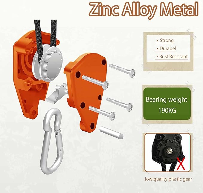 Hikeman Camping Rope with Ratchet Pulley,Quick Setup Outdoor Guy Lines Adjustable Tent Tie Downs Rope Hanger for Canopy,Kayak and Canoe,Grow Light (Fluorescent Green)