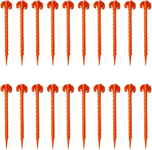 Beach Tent Stakes Canopy Anchors Canopy Stakes Heavy Duty Screw Shape 10 inch - 20 Pack Orange