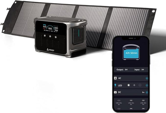 Portable Power Station, 1152Wh LiFePO4 Solar Generator with 100W Solar Panel, 1200W AC/100W USB-C 10 Outputs, 1Hr Fast Charge, APP Control for Camping, RV, Home Backup & Emergency Power