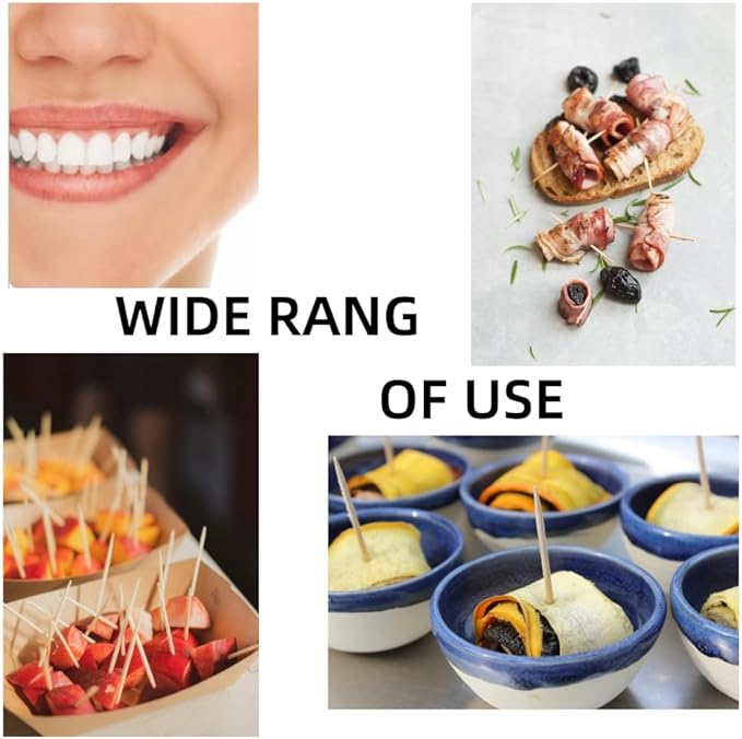 HOPELF 2400 Count Bamboo Toothpicks Skewers For Appetizer,Olive,Barbecue,Fruit,Cocktail,Teeth Cleaning,Double-Points Wooden Toothpick.