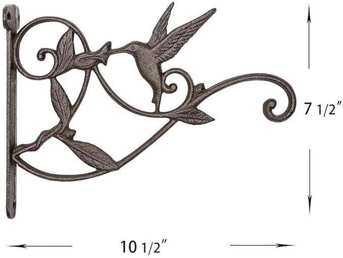 Plant Hanger Brackets Wall Mounted Cast Iron Metal Wrought Plants Hangers Hanging Decorative Hummingbird Hooks Holder for Indoor Outdoor Flower Basket Pot Planter, Bird Feeder, Wind Chimes Lantern