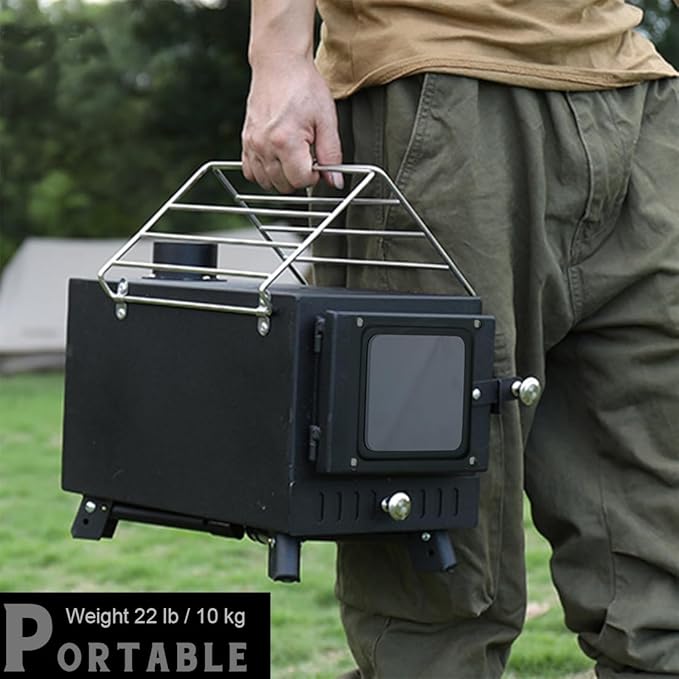 Preself Hot Tent Stove, Large Side Window, Winter Wood Burning Stove for Heating Cooking Camping Hunting (XL)