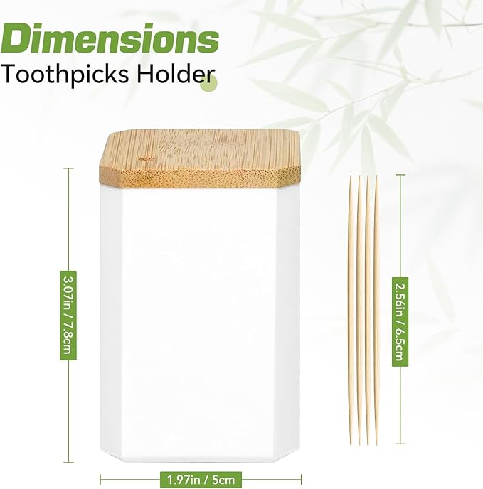 HOPELF Toothpick Holders 2 Pack with 10800 Picks,Round Toothpicks Double-Side Point for Teeth,Food Pick,Appetizers,Cocktails Fruits,Olive&DIY Craft.