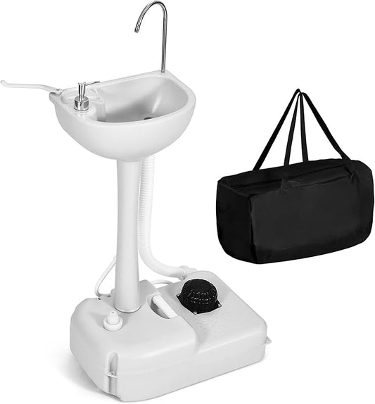 YITAHOME Portable Sink Camping Hand Washing Station with 17 L Wash Basin Stand and Carry Bag, Rolling Wheels, Soap Dispenser, Towel Holder, for Outdoor, Travel, Boat, Gather, Garden, Worksite