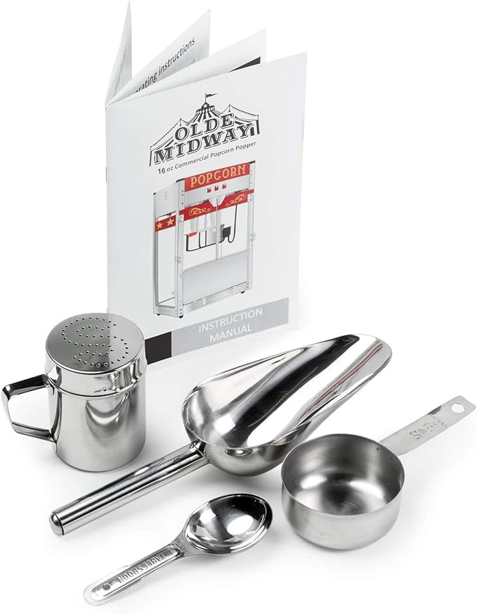 Olde Midway Commercial Popcorn Machine Maker Popper with Extra Large 16-Ounce Kettle - Red