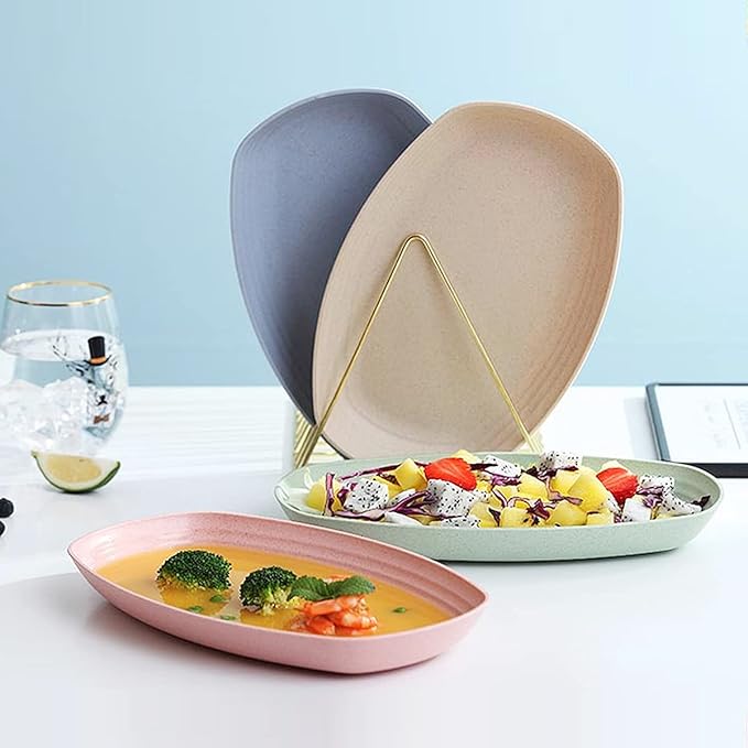 shopwithgreen Lightweight Wheat Straw Plates - 4 Pack 11.4'' Unbreakable Sturdy Plastic Dinner Plates, Dishwasher & Microwave Safe Plates Set, BPA Free, Non-Toxic