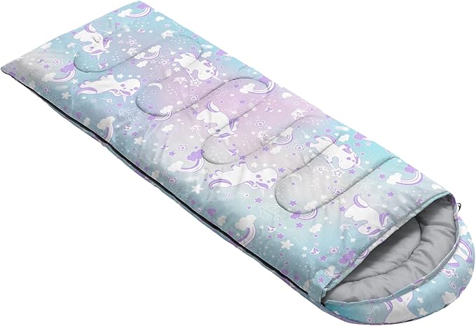 AILONEN Pink Lovely Rabbit Sleeping Bag for Girls Kids Adults,Warm and Cool Weather,Lightweight,Waterproof Backpacking,Cartoon Flowers Printed Bunny Sleeping Bag for Camping