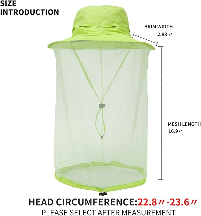 Fishing Hat Sun Protection Hat Mosquito Head Net for Outdoors Bucket Hat with Hidden Net Mesh