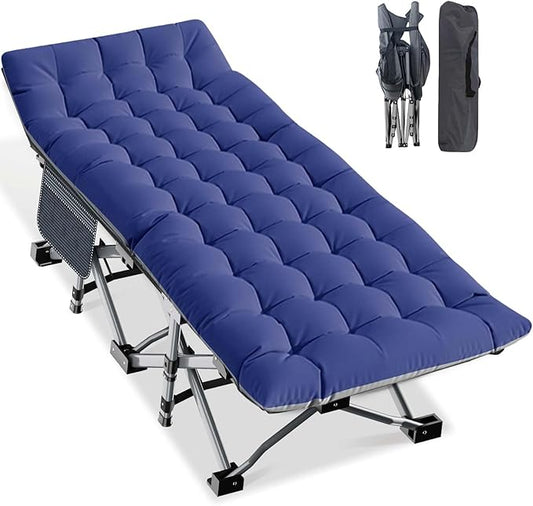 LILYPELLE Folding Camping Cot, Extra Wide Heavy Duty Sleeping Cots with Carry Bag, Double Layer Oxford Portable Travel Camp Cots for Home, Office Nap and Outdoor Beach