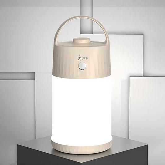 Motion Sensor LED Night Light - Cordless Battery Powered Table Lamp, Portable Lamps Lantern for Outdoor Camping Tents, 4 Brightness Level, Press Dimmable Safe Night Lights,1 Pack (Apricot)