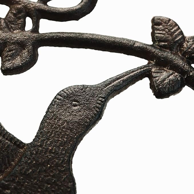 Sungmor Cast Iron Plant Hanger Wall Hooks, Heavy Duty Hanging Basket Brackets, Hummingbird Shape & 10.4 inch & 2PC Brown, Decorative Wall Hangers for Planters Lanterns Bird Feeders Houses Wind Chimes