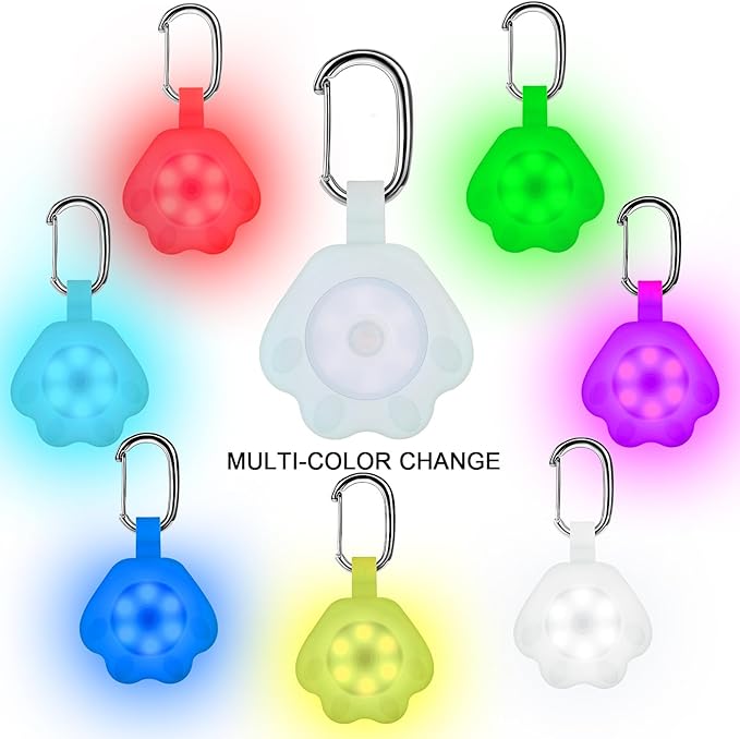 2-Pack Dog Light with USB Rechargeable, Color Changing Collar Light,IP67 Waterproof LED Safety Lights